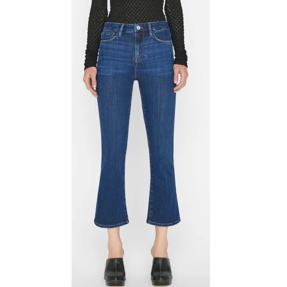 FRAME Le Crop‎ Mini Boot Jeans Dark Wash High Rise Denim Womens Size 31 - Picture 1 of 9